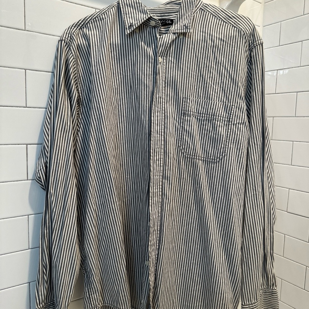George Black and White Casual Button Down Shirt